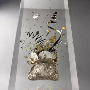 Le temps est le vrai luxe, 30x15x8cm, verre acrylique et montre gousset, Francois Bel (2)