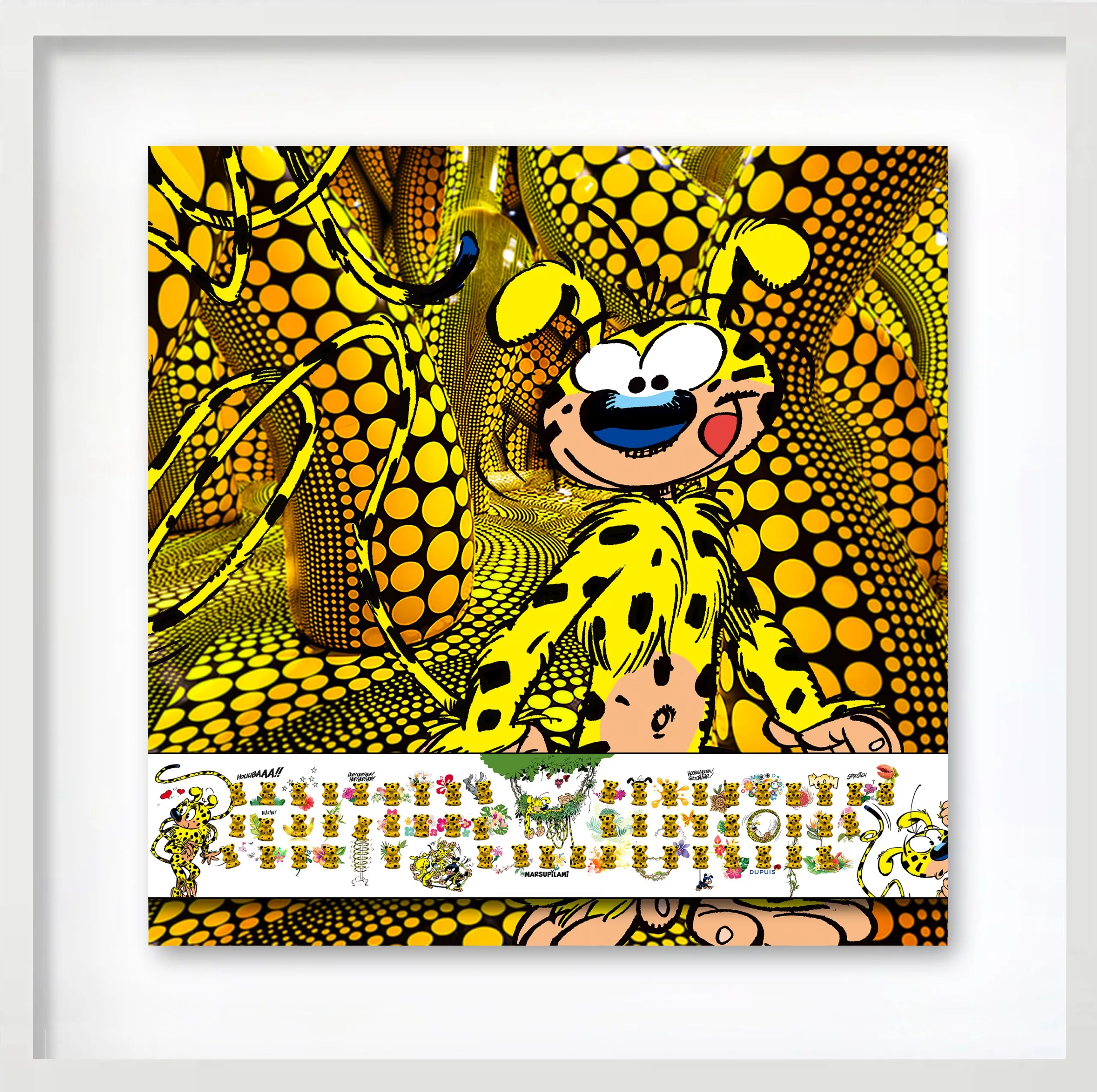 Marsupilami 110x110cm, mixed media, Stéphane Gautier, galerie Barrou Planquart