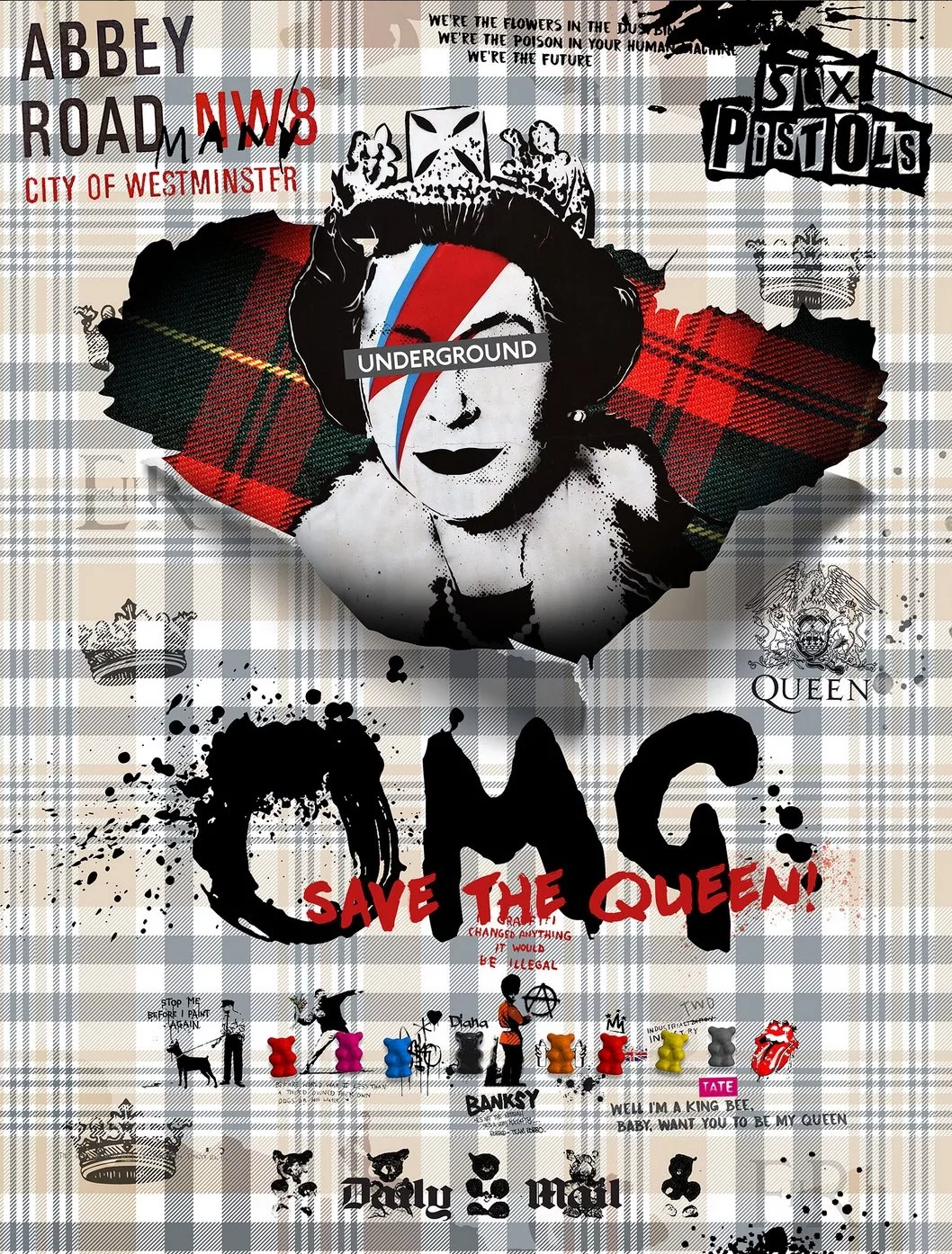 OMG 50x65cm, Stéphane Gautier, print on paper mounted on dibond and collage of metal sculptures