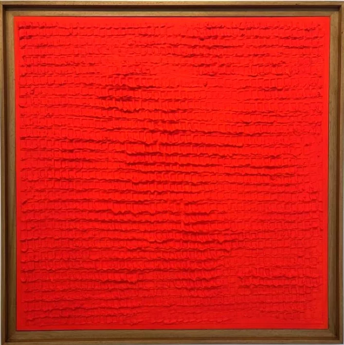 Bas relief abstrait orange, 50x50cm