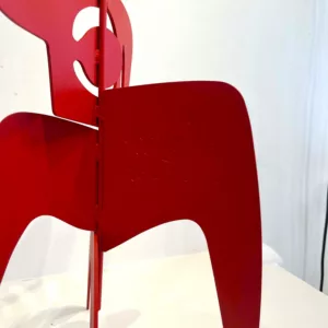 Bugler rouge, 56 x 27 cm, metal découpé peint signée, Antonine de Saint Pierre (4)