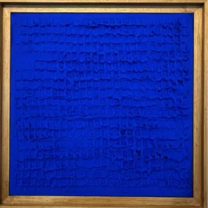 Bas releif abstrait bleu, 50x50cm