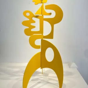 Le baiser jaune, 56 x 25 x 24 cm, metal découpé peint signée, Antonine de Saint Pierre (4)