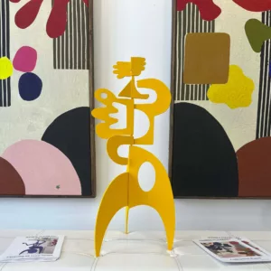 Le baiser jaune, 56 x 25 x 24 cm, metal découpé peint signée, Antonine de Saint Pierre (7)