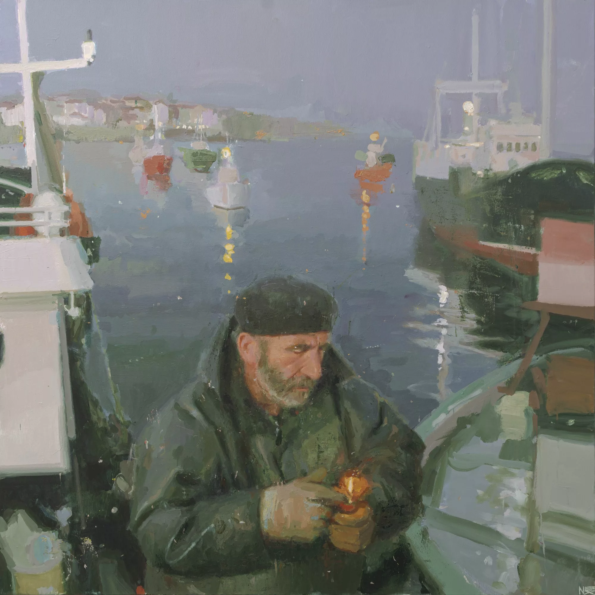 Marinero, 100x100 cm, Nextor Otano, acrylic on canvas