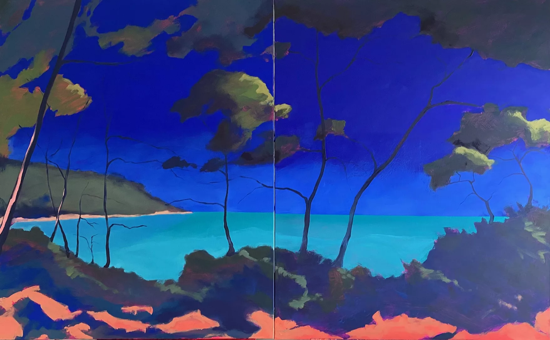 Porquerolles, 2 x (100x81cm), acrylique sur toile, Sebastien Arcouet