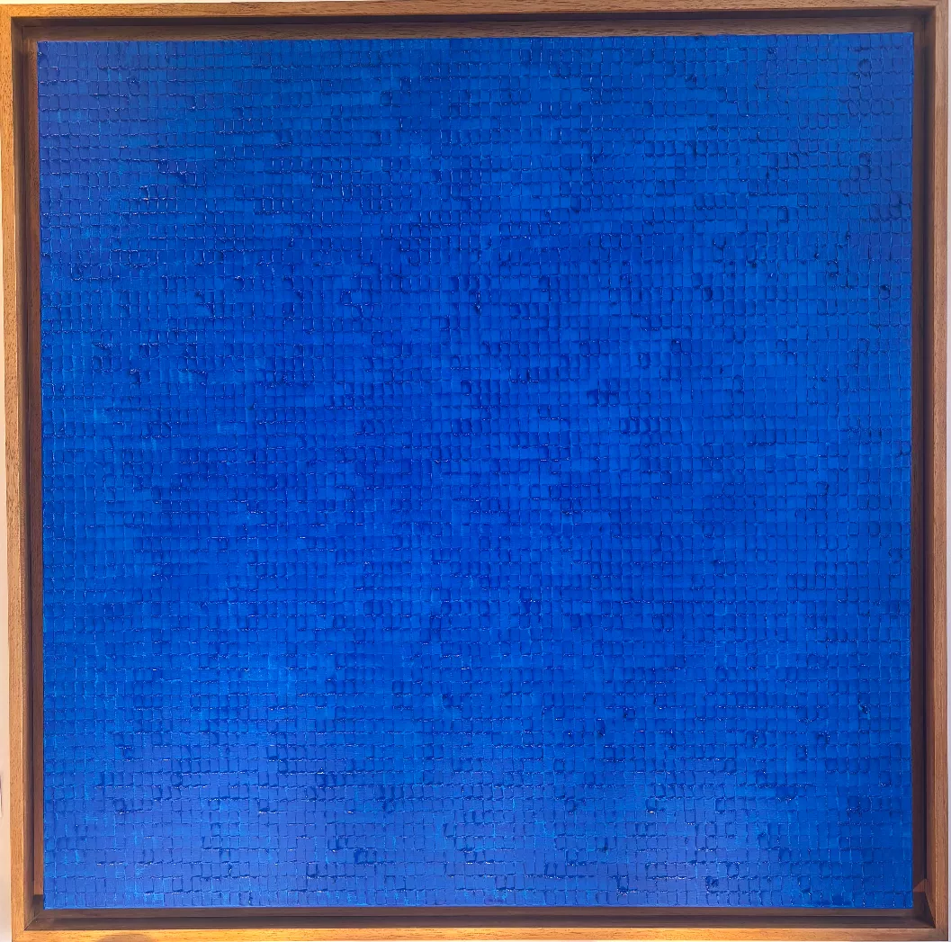 Croco blue, 100x100cm, huile sur toile, alexandre Geoffroy